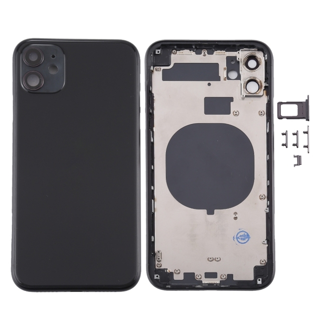 Back Housing Cover with SIM Card Tray & Side Keys & Camera Lens for iPhone 11