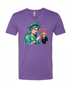 T-Shirt Unisex a Collo a V Quiet Piggy Liberty Edition, Manica Corta con Stampa Grafica Digitale, Abbigliamento Promozionale per Adulti - Product Image 1