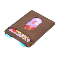 Porte-cartes minimaliste de luxe en cuir PU avec pince à billets métallique, format compact pour poche avant, vente en gros OEM