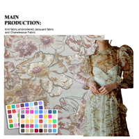 Vente en gros de broderie de luxe de haute qualité 100% polyester rose floral marque filet à broder perlé tissu à paillettes pour robe