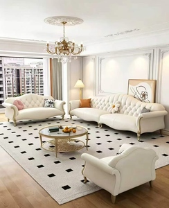 Palace Style Luxury and High-end Leather <b>Sofa</b> Living Room <b>Small</b> Apartment European and American Retro Cream Style <b>Sofa</b> - Product Image 4