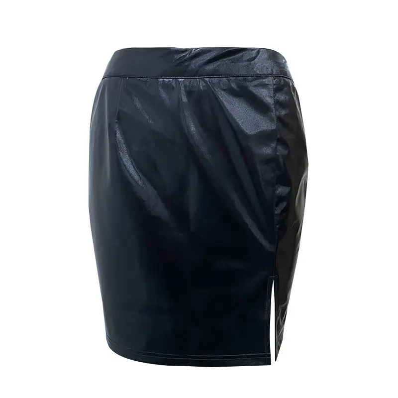 2021 New Arrival Women Sexy High Waist Pu Leather Skirt ladies' Black Bodycon Dress Casual Streetwear Short Mini Pencil Skirts