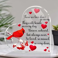 Plaque en acrylique transparente en forme de cœur pour décoration de table, texte et logo personnalisés, idéale pour Noël, la fête des Mères, cadeau pour la maison - Vente en gros