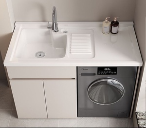 Meuble de buanderie en aluminium alvéolé avec lavabo intégré, évier, planche à laver et tambour de lavage, meuble de salle de bain - Product Image 1