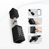 Cerradura Inteligente TTLock con Cilindro Europeo de Seguridad, Huella Dactilar, Tarjeta, Código Digital, Eléctrica, con APP/Wi-Fi, IP65, para Puerta de Madera, con Tarjeta de Memoria