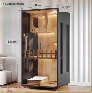 고품질 럭셔리 야외 고양이 빌라, 현관이 있는 견고한 모던 스타일 거실 공간 유리문 고양이 하우스 캐비닛 - Product Image 6