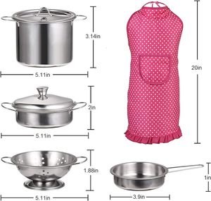 Jouets de cuisine en acier inoxydable pour enfants, ensemble de vaisselle et de pâtisserie de simulation pour jeu de rôle familial, très vendus - Product Image 3