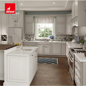 Armoires de cuisine Alland Princeton Maple Harbor Mist Sheer et Oak Cottage White Dry Brush avec îlot bibliothèque et placard - Product Image 4