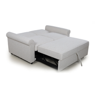 Canapé-lit convertible 2 places en tissu beige clair avec accoudoirs roulés pour salon, chambre, appartement, mobilier de maison