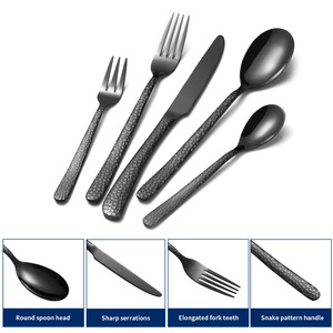 Golden Stainless Steel Cutlery <b>Set</b> 5 Pieces Snake Pattern <b>Dinner</b> Knife Fork Spoon Western Restaurant Tableware - Product Image 2