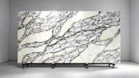 Dalles de pierre de luxe noir, blanc et beige polies grand format pour mur d'arrière-plan TV et mur d'accentuation de hall