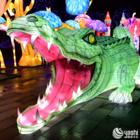 Grandes sculptures de lanternes LED en forme de tortue mécanique artisanales pour les spectacles nocturnes des parcs à thème et les expositions lumineuses dans les zones scéniques