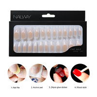 Faux Ongles 24 Pièces Longs Stiletto French, Capsules d'Ongles à Coller Couverture Complète, Couleurs Rose Nude, avec Limes et Adhésifs pour Doigts