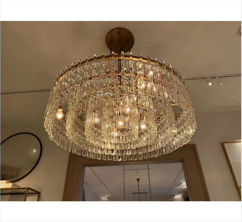 chandelier ceiling light luxury light iron& crystal five-tier round 60