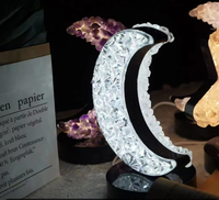 Lampe de nuit en cristal naturel sculptée à la main avec gravure LED, ornement décoratif pour la maison, cadeau