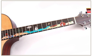 <span class=keywords><strong>Guitarra</strong></span> Electroacústica LX-R1 Nueva de Alta Calidad con Tapa de Abeto Sólido, Mástil de Caoba e Incrustaciones con Temática Playera - Product Image 3