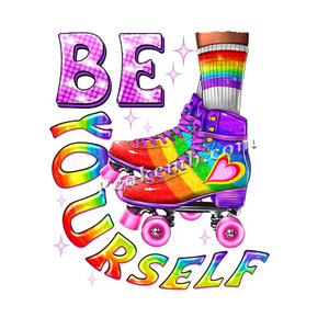 Colore arcobaleno stampato sii te stesso Rolling Pride Heat Transfer Design Iron on Pride Day Shirt DTF Roller Skate Transfers - Product Image 1