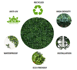 Panneau mural végétal artificiel grand format 50x100cm en LDPE, <span class=keywords><strong>haie</strong></span> de verdure artificielle pour intérieur et bureau, protection UV personnalisable - Product Image 4