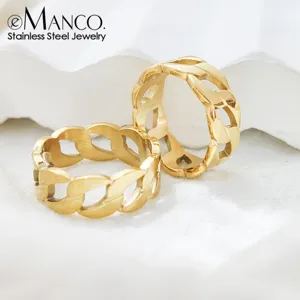 Anello a Catena Cavo Minimalista EManco in Acciaio Inossidabile Color Oro, Gioiello Unisex per Ufficio e Uso Quotidiano, per un'Eleganza Senza Sforzo - Product Image 1