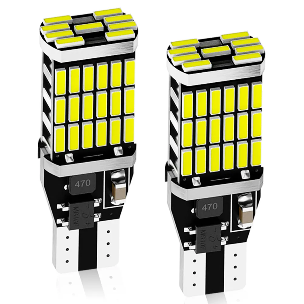 Lâmpada led pel super brilhante para carro, 12v, t15, w16w, 4014, 45smd, canbus, para placa, para freio, luz traseira, t15, led