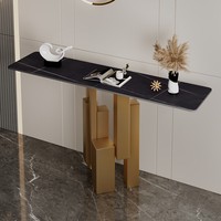 Table console de porche en métal pour hôtel, table d'entrée moderne pour salon, table de hall avec plateau en marbre