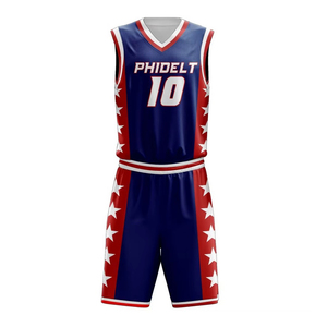 Ensemble Maillot et Short de Basketball Homme et Garçon Été Bleu Marine Blanc Rouge Personnalisable Nom Numéro d'Équipe Tenue Sublimée Sans Manches - Product Image 2