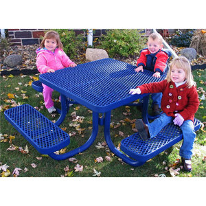 Patio Tuinmeubelen Metalen Outdoor Thermoplastische Gecoat Tafel En Stoel Vierkante Grote Luxe Moderne Staal Picknicktafel - Product Image 4