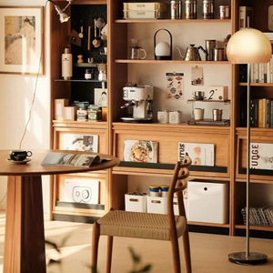 Japanese Style <b>Solid</b> <b>Wood</b> Combination <b>Bookcase</b> Modular Floor Standing Pine Furniture Study Storage Display Cabinet - Product Image 3