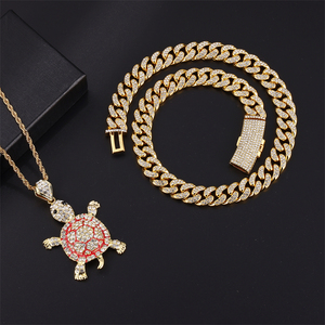 Vente entière Pendentif tortue en <span class=keywords><strong>diamant</strong></span> hip hop <span class=keywords><strong>à</strong></span> la mode avec collier chian cubain pour hommes et femmes - Product Image 5