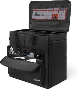 Étui de transport pour ordinateur de bureau double couche en PC, sac de rangement de voyage pour ordinateur de bureau avec plusieurs poches de rangement pour PC - Product Image 2