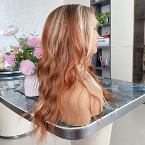 Pelucas sintéticas de encaje HD 13x6 con ondas de agua de un solo nudo, listas para usar, sin pegamento, de fibra de encaje suizo, 180% de densidad - Product Image 3