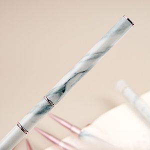 Pinceaux à ongles de haute qualité en promotion avec manche métallique double extrémité blanc et or rose, pour gel UV, liner, en nylon - Product Image 4