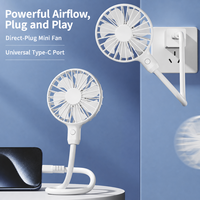 Mini Ventilador USB-C Portátil con Motor sin Escobillas, Enchufe Tipo-C, Listo para Usar, Ajustable en Múltiples Ángulos, Silencioso
