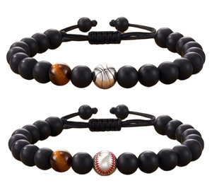Campeonato Europeo de Fútbol Hombres Black Scrub <span class=keywords><strong>Coach</strong></span> Pulsera de Fútbol Moda Tiger Eye Stone Beaded Weaving Charm Pulseras - Product Image 5