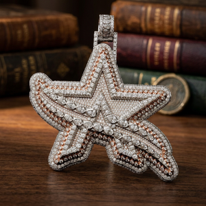 Pendentif unisexe Starspire de luxe personnalisé, style Hip Hop, en argent 925 plaqué or, avec moissanite couleur D VVS, forme étoile, entièrement serti de pierres - Product Image 5