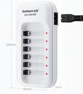 Doublepow 6-Slot Universal Smart Charger 1.2V NiMH Power ABS DC Electric Charger Qi AA/AAA Rechargeable Batteries 5W UK Plug