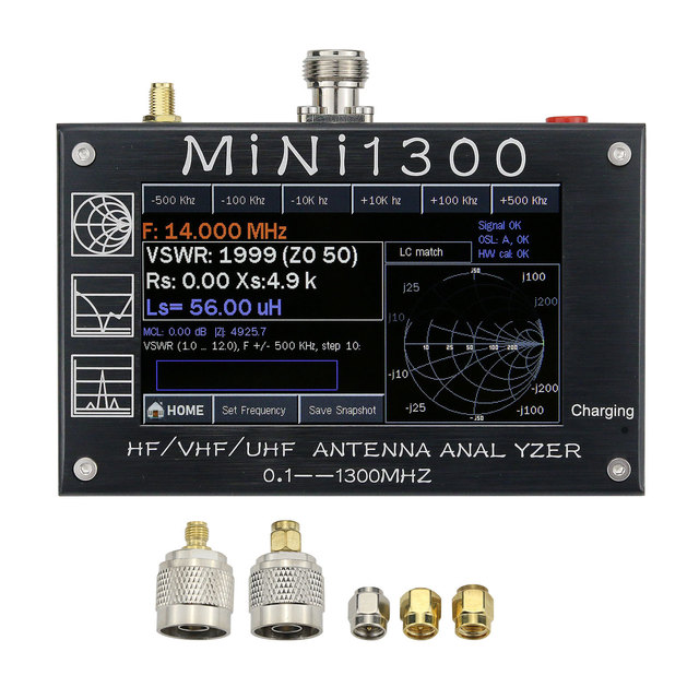 MINI1300 Full Band 4.3-inch Touch Screen Vector HF VNA Antenna Analyzer 0.1-1300MHz