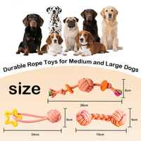 Kit de 3 Juguetes de Cuerda Ecológicos y Duraderos para Mascotas, Juguetes de Goma TPR para Masticar e Interactuar con Perros, para Uso Diario en Interiores y Exteriores