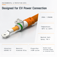 Câble d'alimentation haute tension 1500VDC 300A pour véhicules électriques, connecteur métallique traversant IP68, compatible avec câbles de 35 / 50 / 70 / 95 / 120 mm