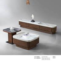 Meuble TV et Table Basse de Salon Haut de Gamme, Moderne, Luxueux, Écologique, Extensible et Multifonctionnel en Fibre de Verre, Pierre et Bois