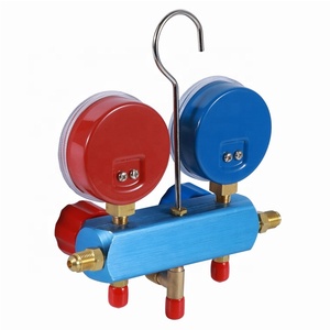 HF R410 a R32 R22 R404 R407 Set calibro doppio collettore di refrigerazione acciaio rosso e blu ottone placcato acciaio o ottone serie VAL - Product Image 2