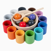 Montessori Materiaal Houten Sorteerspel Nieuw Voorschoolse Leeftijdscategorie Pastel Set Telballen Kopjes Kleur Sorteerballen Juguetes Doos