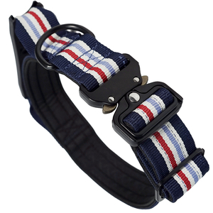 Striped Tactical <b>Dog</b> <b>Collar</b>, Adjustable Nylon Padded Pet <b>Collar</b> with Heavy Duty Metal Buckle for Medium <b>Large</b> <b>Dogs</b> - Product Image 2