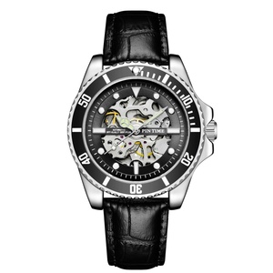 PINTIME, nuevo diseño, reloj verde para zurdo con correa de cuero, reloj de diseñador de lujo Destro, reloj mecánico automático para hombres - Product Image 3