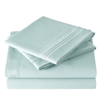 OEM ODM Parure de lit 4 pièces 90 g/m² en microfibre de polyester brossée avec broderie à trois lignes, tailles Queen et Twin, pour hôtels et usage domestique, avec sac en PVC