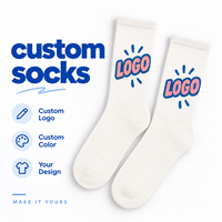 Chaussettes blanches personnalisées avec impression de texte bleu et rose, créez votre propre design, n'importe quelle couleur et ajoutez votre logo