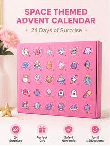 Cute Cartoon Space Theme 24 Day Advent <b>Calendar</b> Box Foldable Paperboard Christmas Mystery Box for Candy and Small Toy - Product Image 3