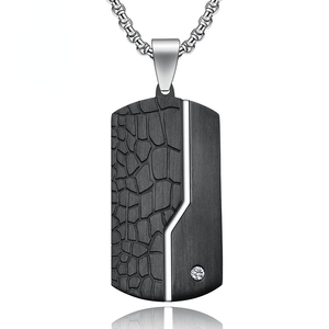 Men's Fashion Stainless Steel Black Pendant Wholesale Vintage Cracked <b>Titanium</b> Steel Necklace Made in China - Product Image 1