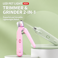 Coupe-ongles rechargeable 2-en-1 en plastique à LED pour animaux de compagnie, coupe-ongles indolore pour chiens, lime à ongles silencieuse pour chats, pour petites et moyennes races, vente en gros
