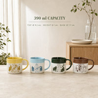Tasse à café en céramique empilable bicolore personnalisée, motif ours de la forêt en line art, avec base étagée, pour la maison, le bureau et le camping